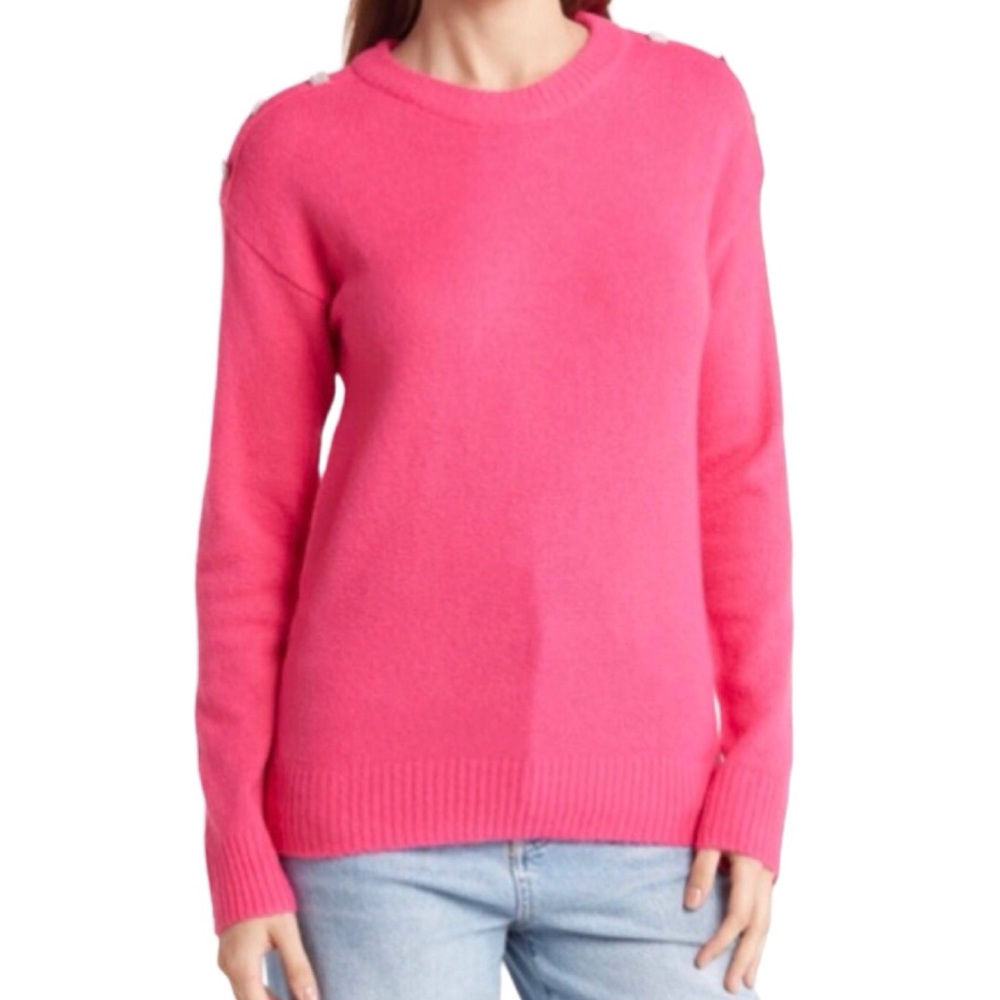 Olivia Sky Pink Button Trim Knit Sweater (NWT) (Size: Small)